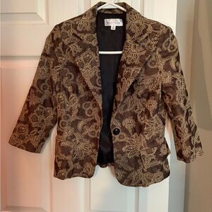 White House Black Market Brown and Gold Blazer